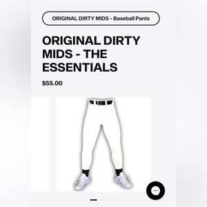 NWOT ORIGINAL DIRTY MIDS - THE ESSENTIALS baseball pants